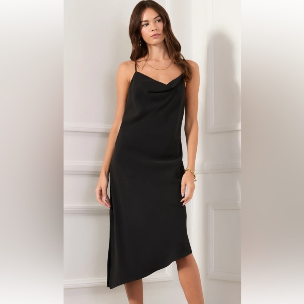 Fifteen Twenty cowl neck slip dress in black
